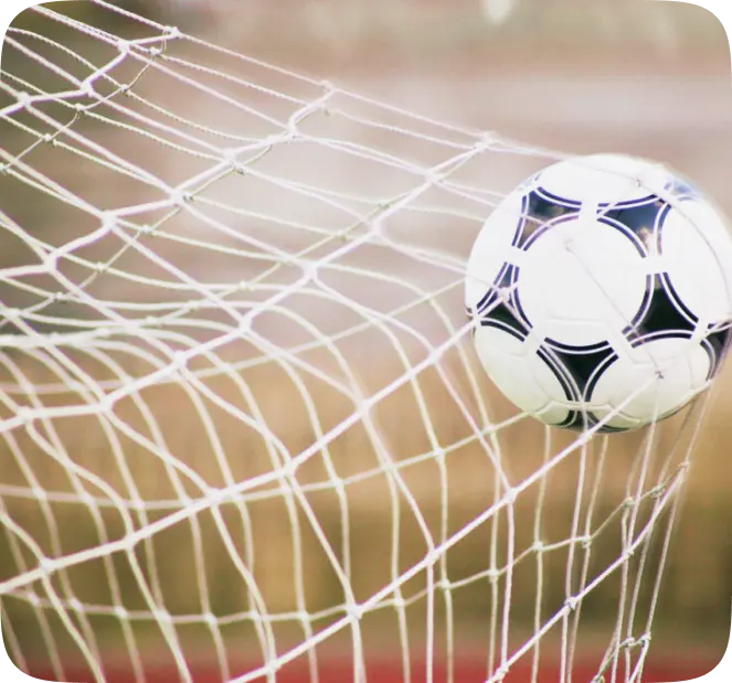 Football in goal net